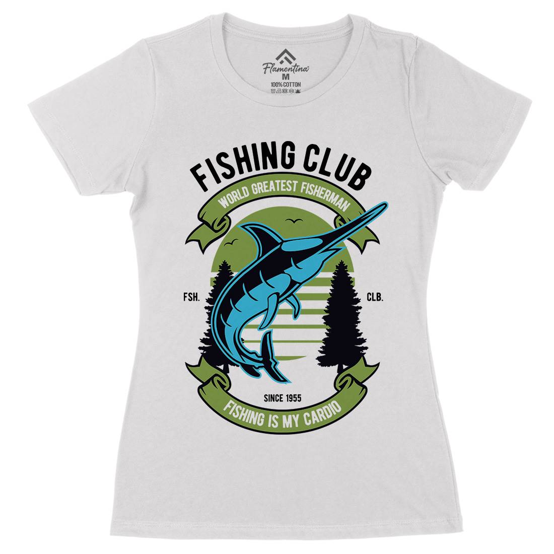 Club Womens Organic Crew Neck T-Shirt Fishing D530