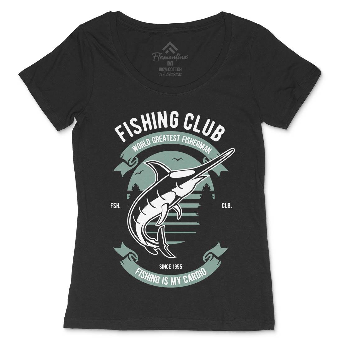 Club Womens Scoop Neck T-Shirt Fishing D530