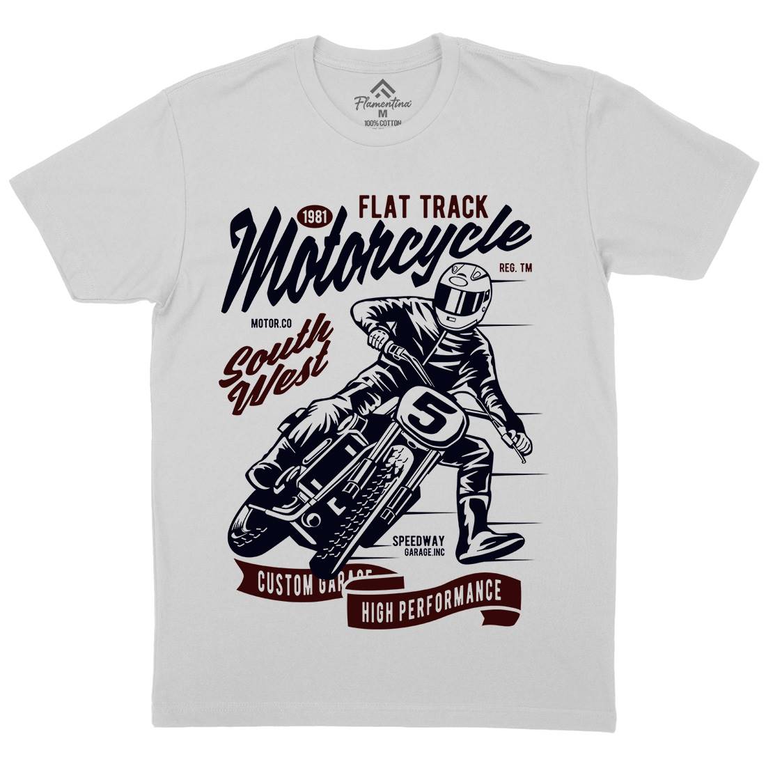 Flat Tracker Mens Crew Neck T-Shirt Motorcycles D531