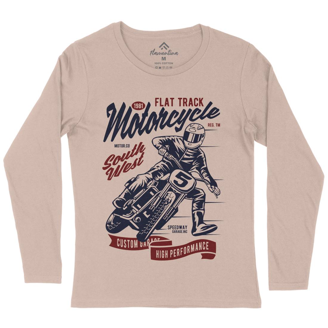 Flat Tracker Womens Long Sleeve T-Shirt Motorcycles D531
