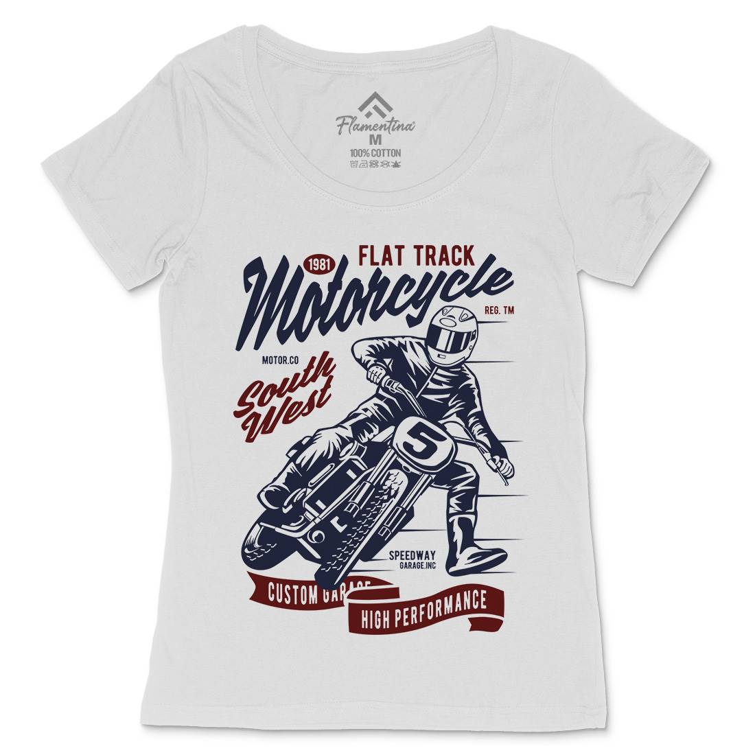 Flat Tracker Womens Scoop Neck T-Shirt Motorcycles D531