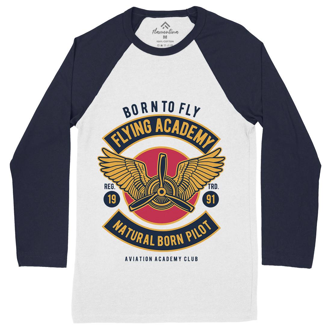 Flying Academy Mens Long Sleeve Baseball T-Shirt Vehicles D532