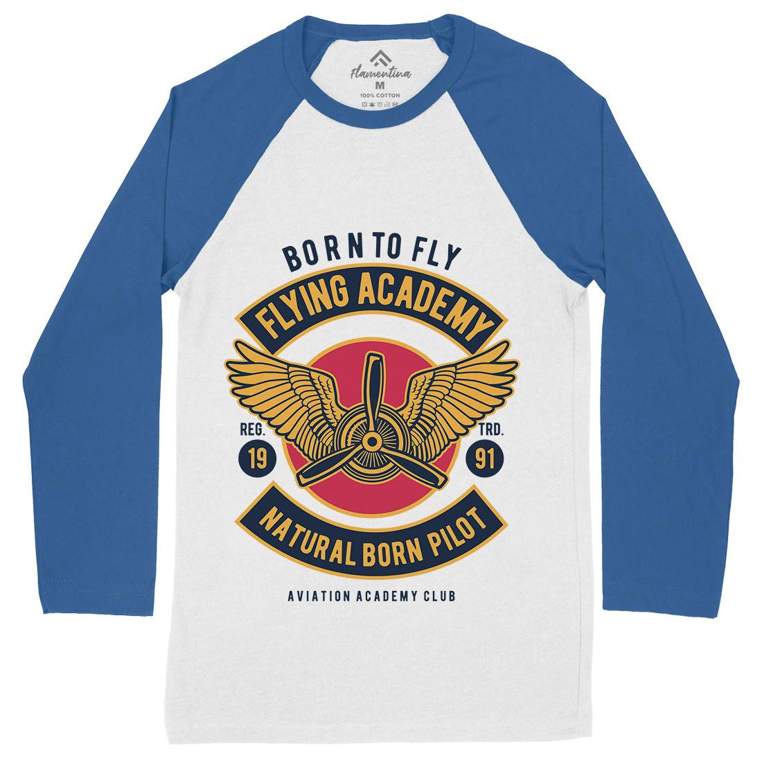 Flying Academy Mens Long Sleeve Baseball T-Shirt Vehicles D532
