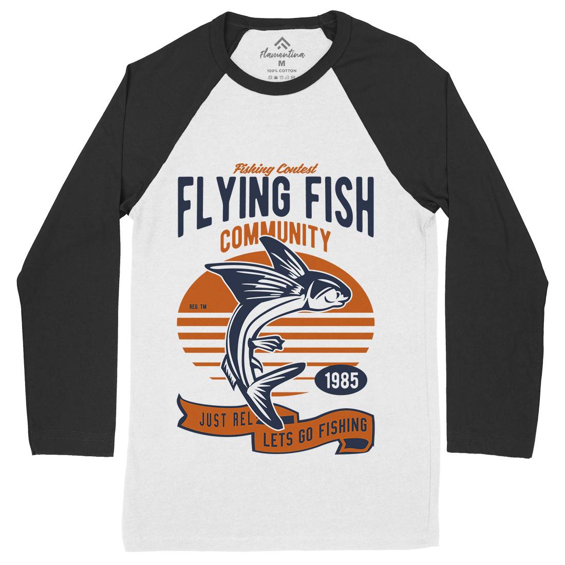 Flying Fish Mens Long Sleeve Baseball T-Shirt Fishing D533