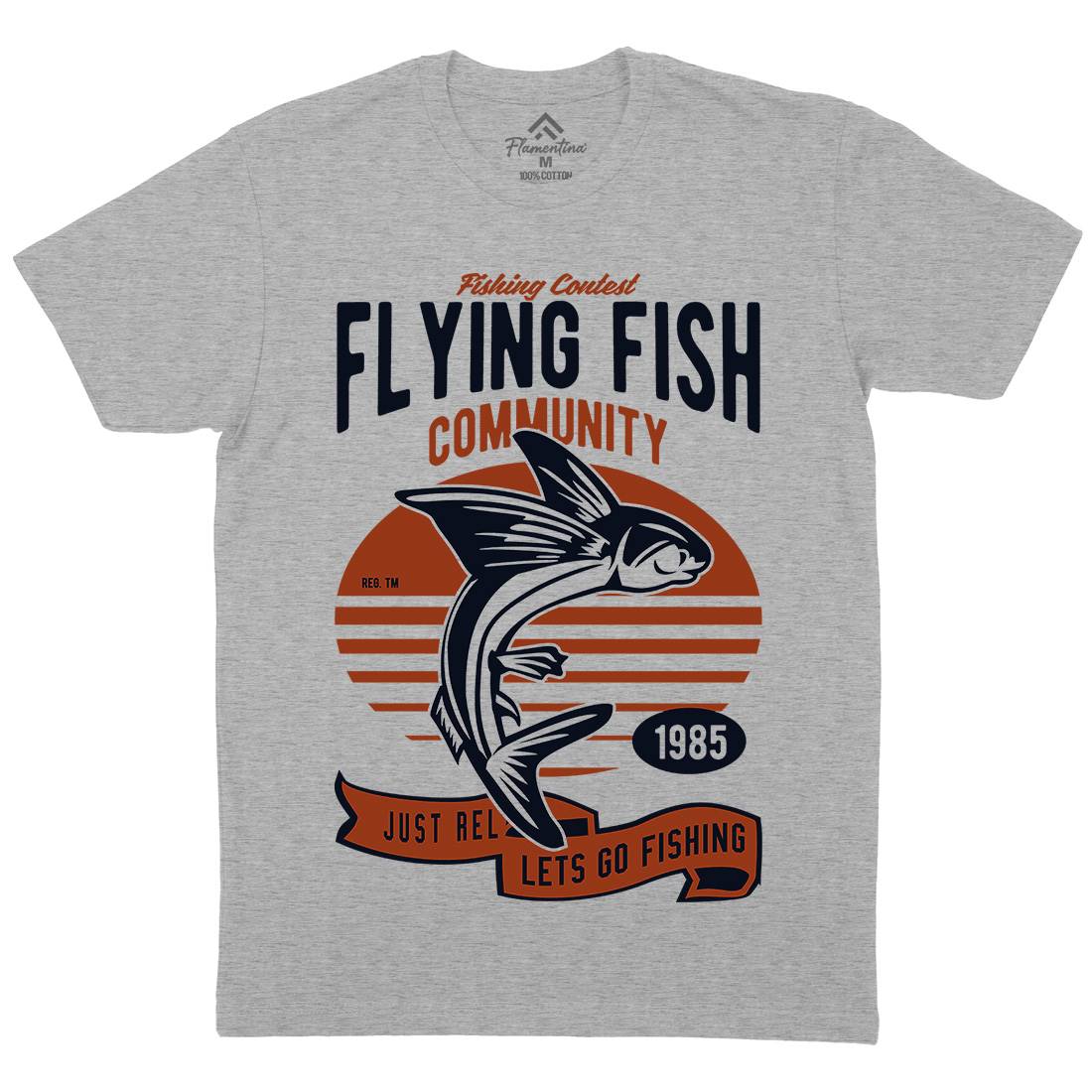 Flying Fish Mens Organic Crew Neck T-Shirt Fishing D533