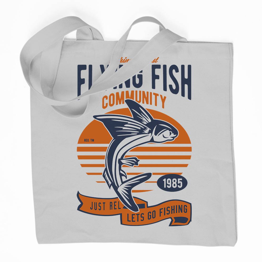 Flying Fish Organic Premium Cotton Tote Bag Fishing D533
