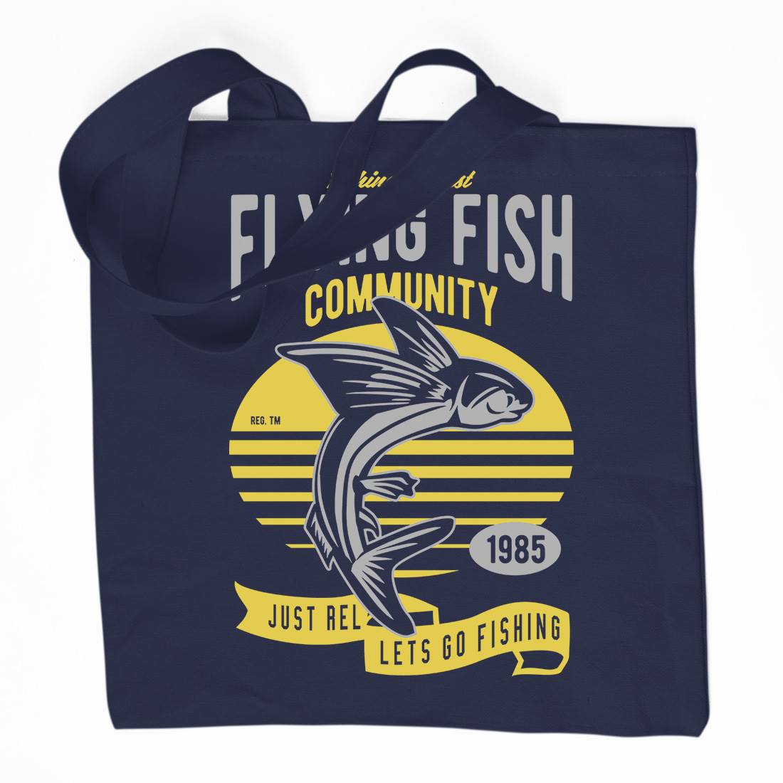 Flying Fish Organic Premium Cotton Tote Bag Fishing D533