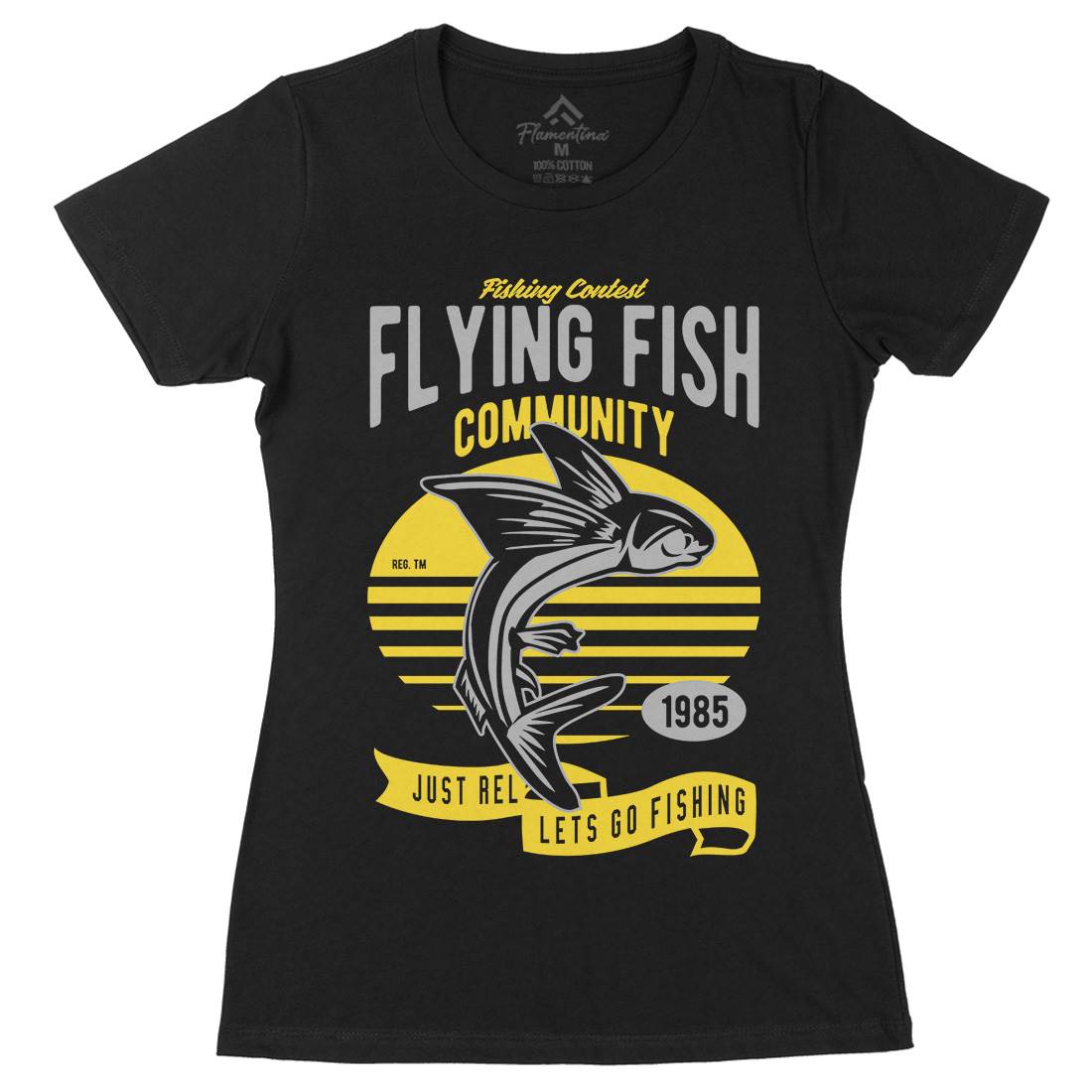 Flying Fish Womens Organic Crew Neck T-Shirt Fishing D533
