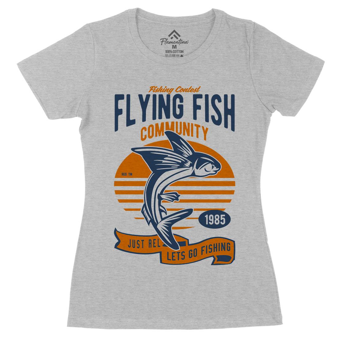 Flying Fish Womens Organic Crew Neck T-Shirt Fishing D533
