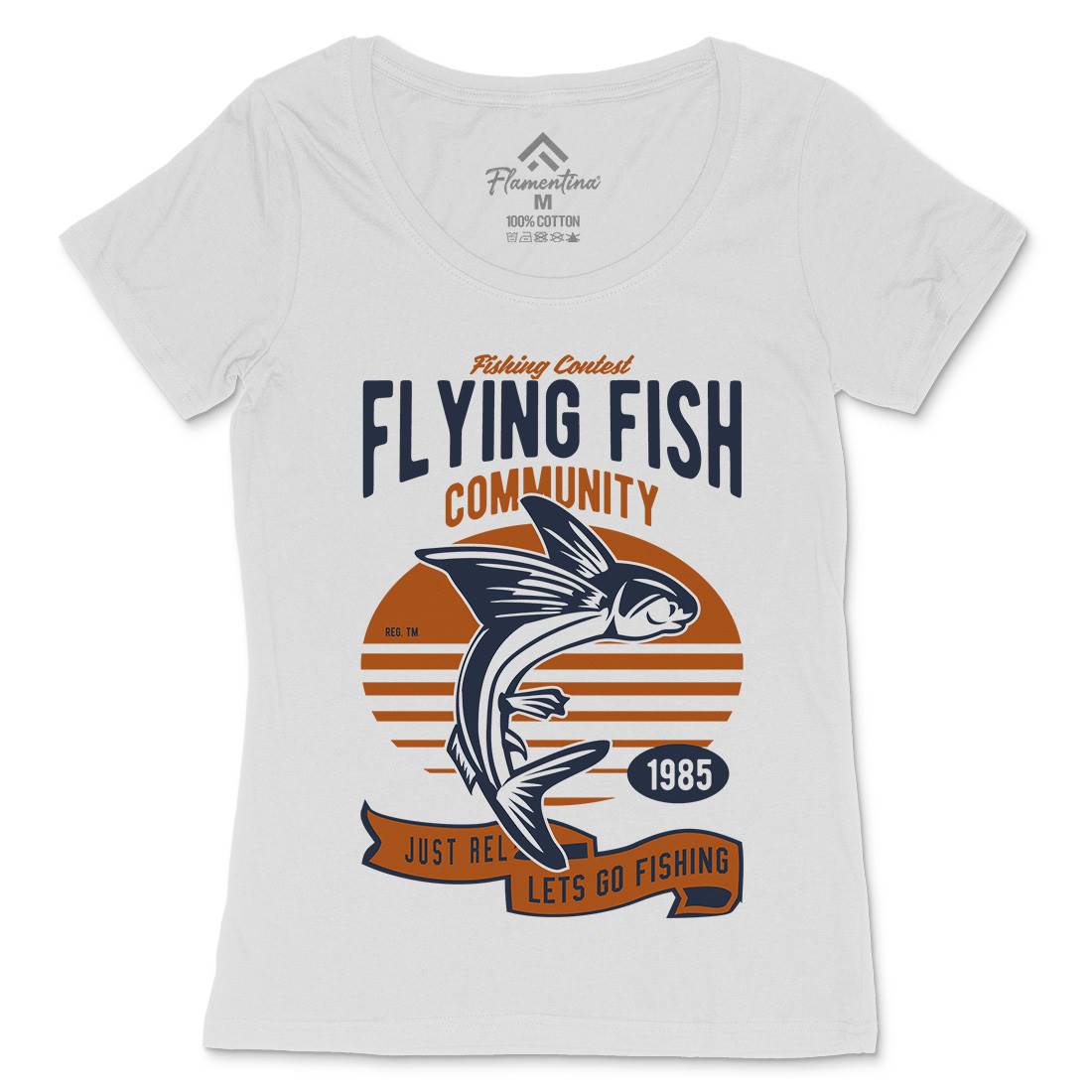 Flying Fish Womens Scoop Neck T-Shirt Fishing D533