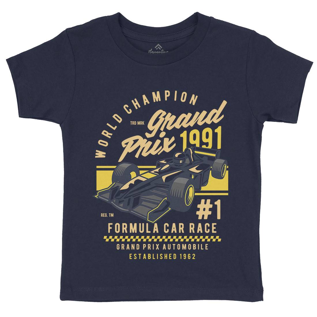 Formula Car Race Kids Organic Crew Neck T-Shirt Cars D535
