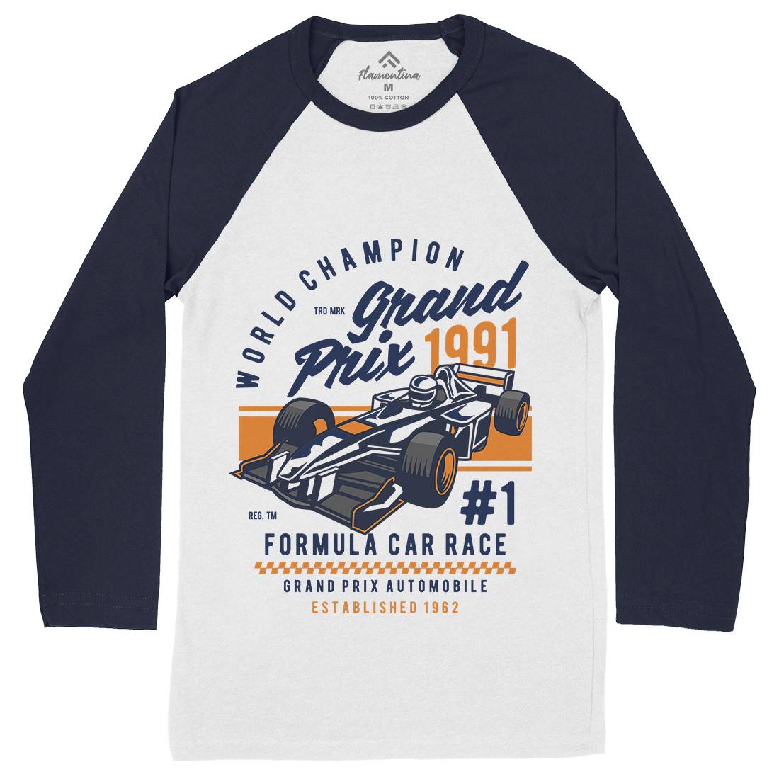 Formula Car Race Mens Long Sleeve Baseball T-Shirt Cars D535