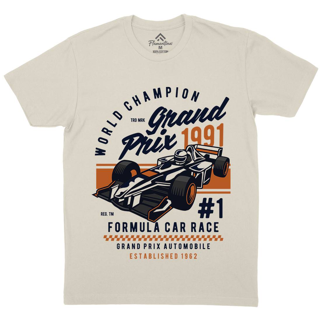 Formula Car Race Mens Organic Crew Neck T-Shirt Cars D535
