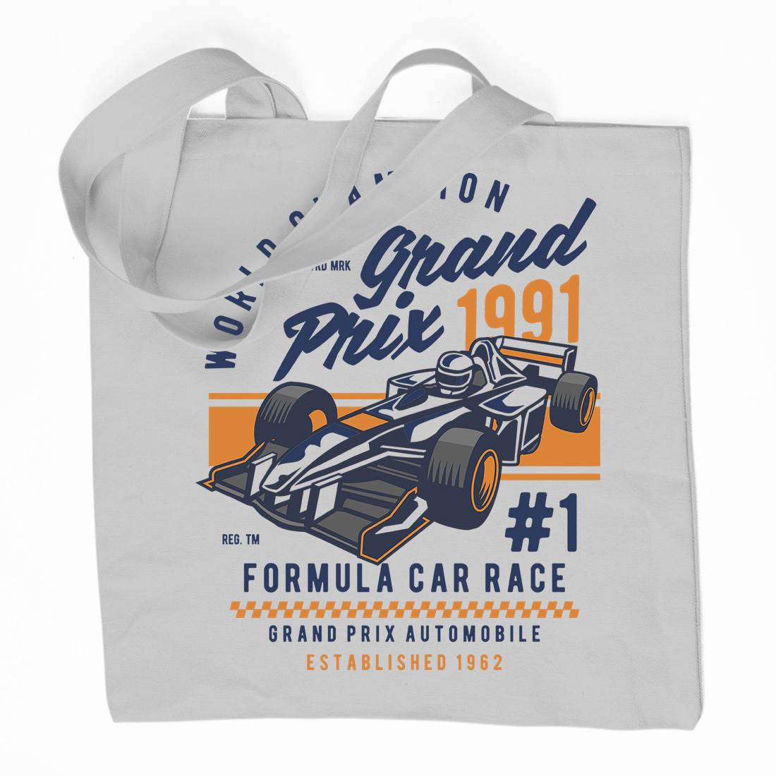 Formula Car Race Organic Premium Cotton Tote Bag Cars D535