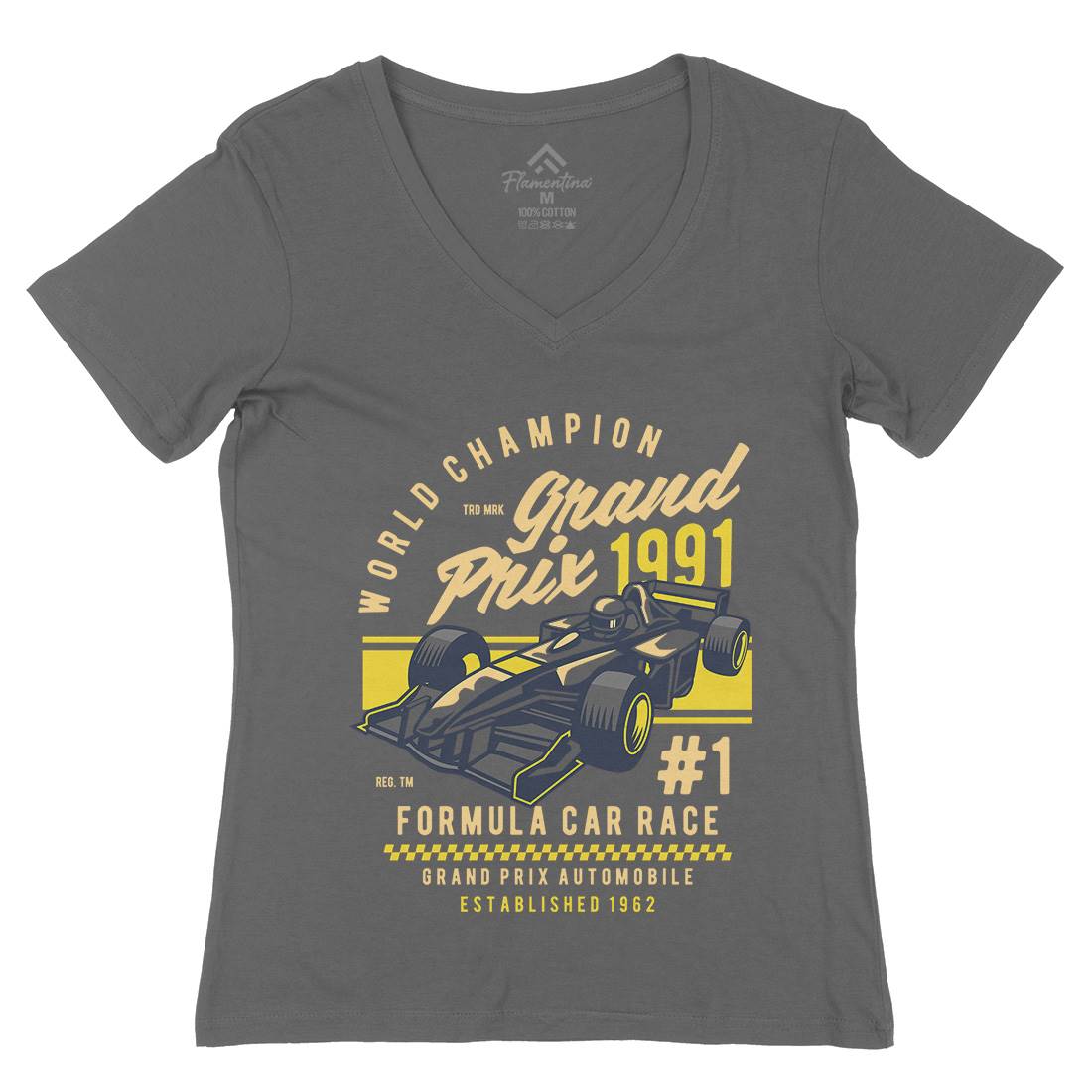Formula Car Race Womens Organic V-Neck T-Shirt Cars D535