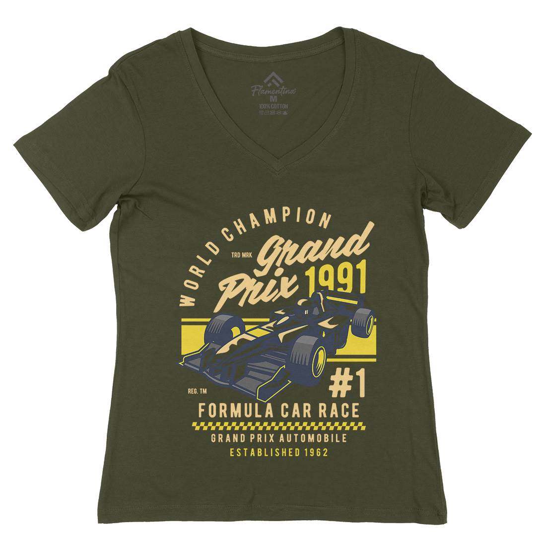 Formula Car Race Womens Organic V-Neck T-Shirt Cars D535