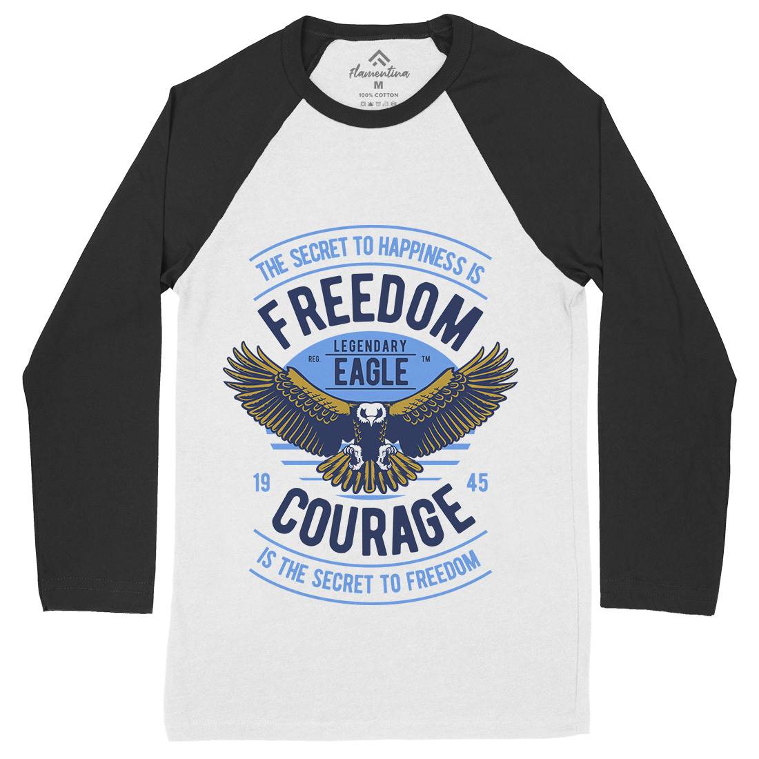 Freedom Eagle Mens Long Sleeve Baseball T-Shirt American D536