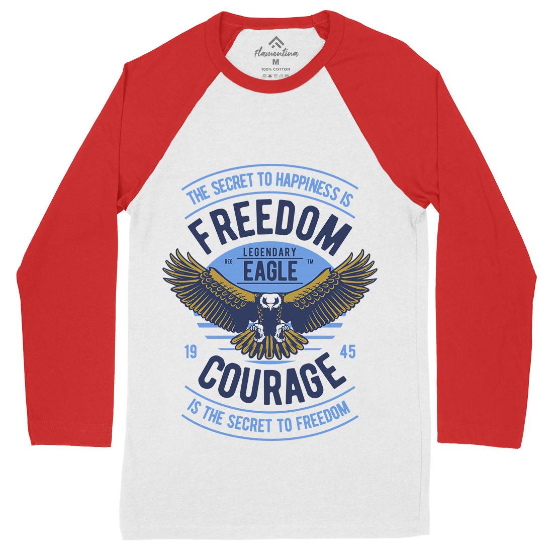 Freedom Eagle Mens Long Sleeve Baseball T-Shirt American D536
