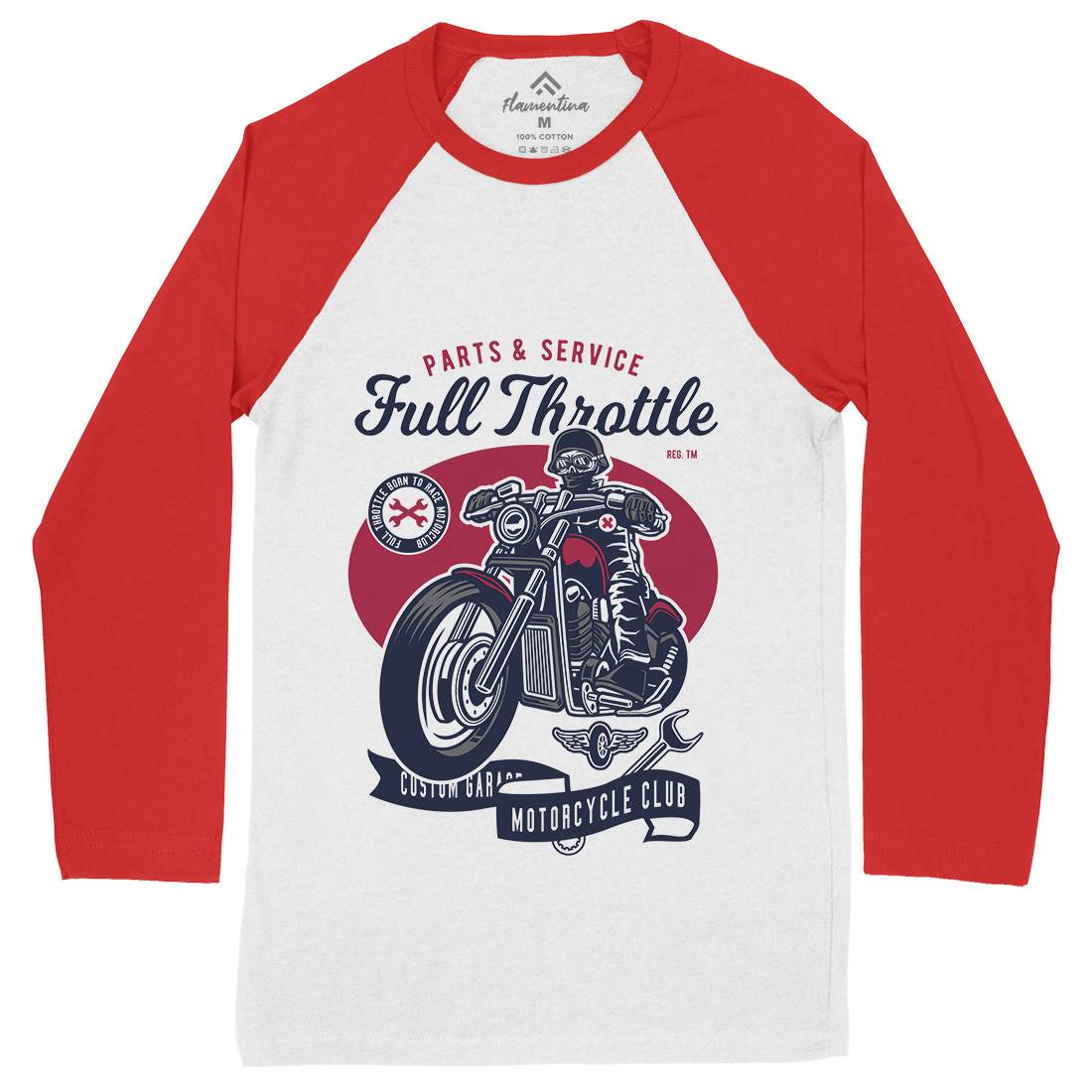 Full Throttle Mens Long Sleeve Baseball T-Shirt Motorcycles D537