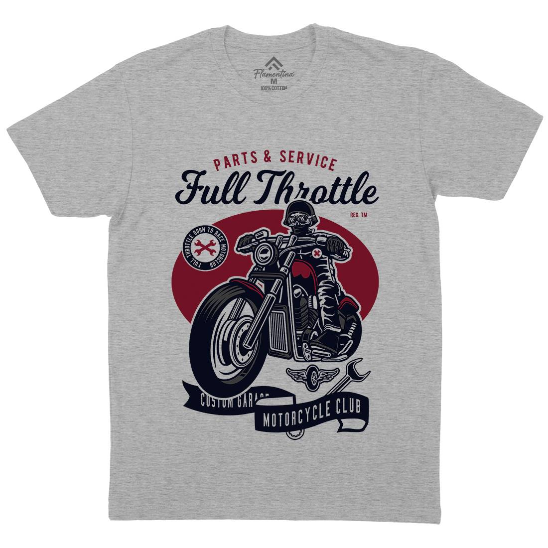 Full Throttle Mens Organic Crew Neck T-Shirt Motorcycles D537