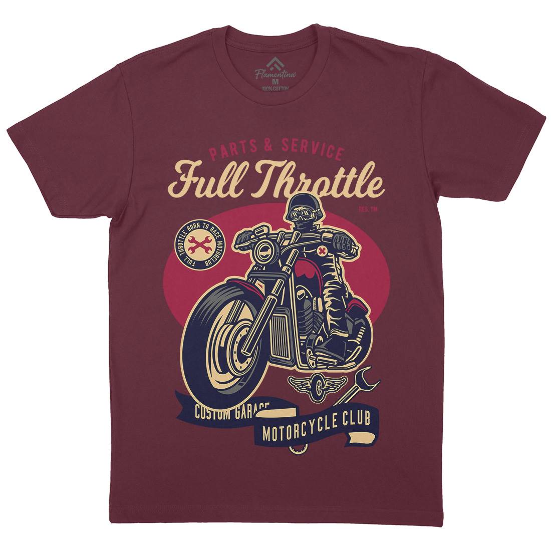 Full Throttle Mens Organic Crew Neck T-Shirt Motorcycles D537