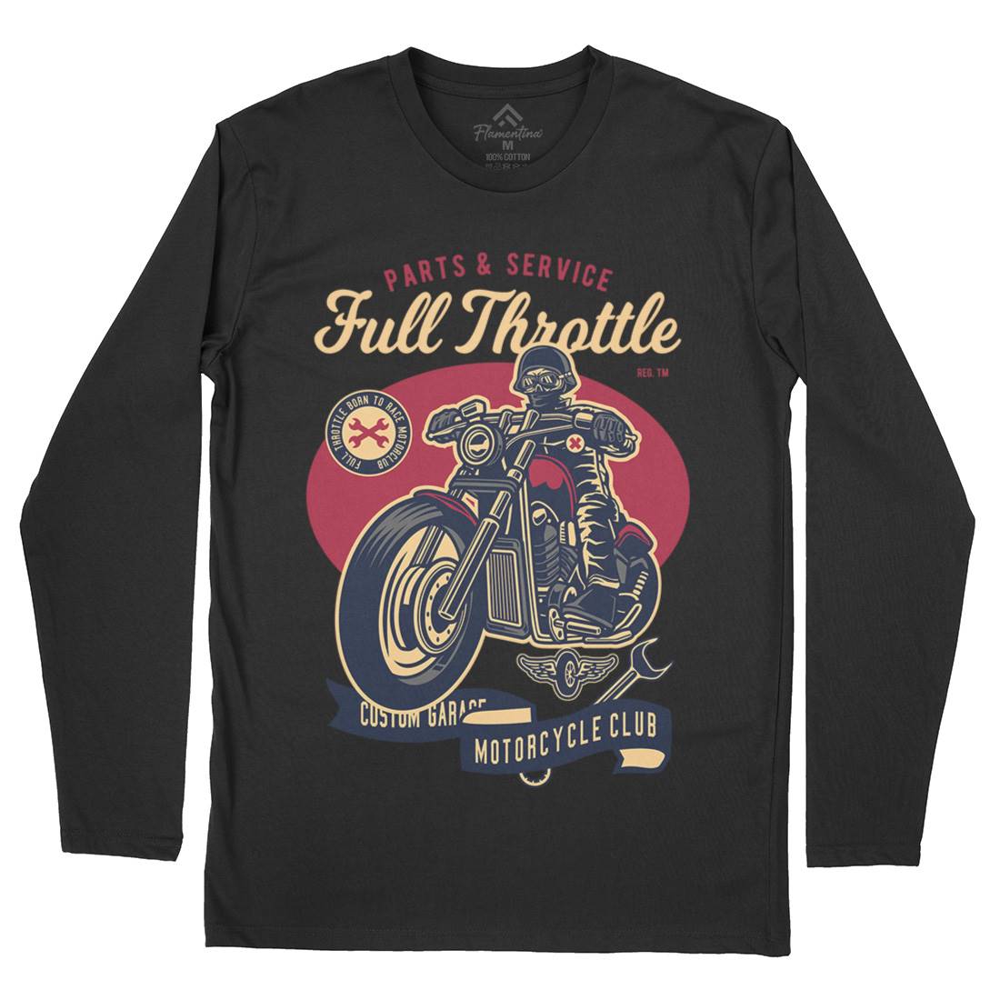 Full Throttle Mens Long Sleeve T-Shirt Motorcycles D537