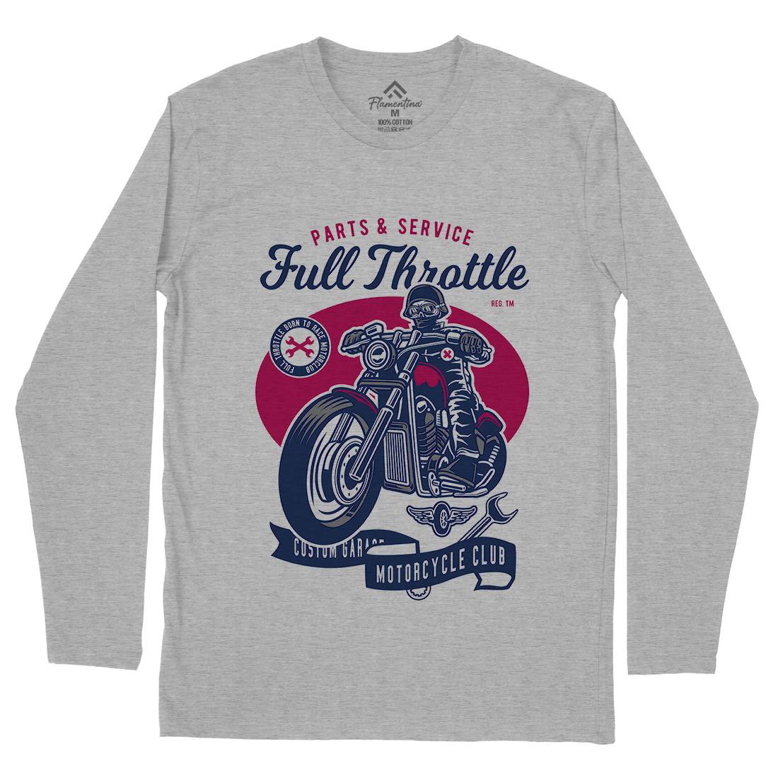Full Throttle Mens Long Sleeve T-Shirt Motorcycles D537