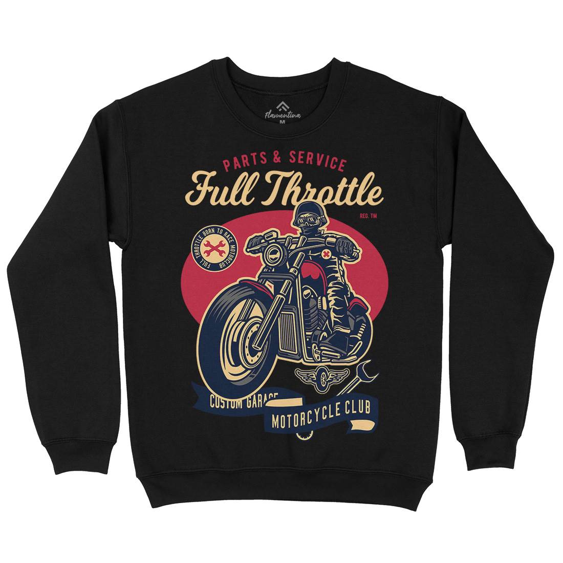 Full Throttle Mens Crew Neck Sweatshirt Motorcycles D537