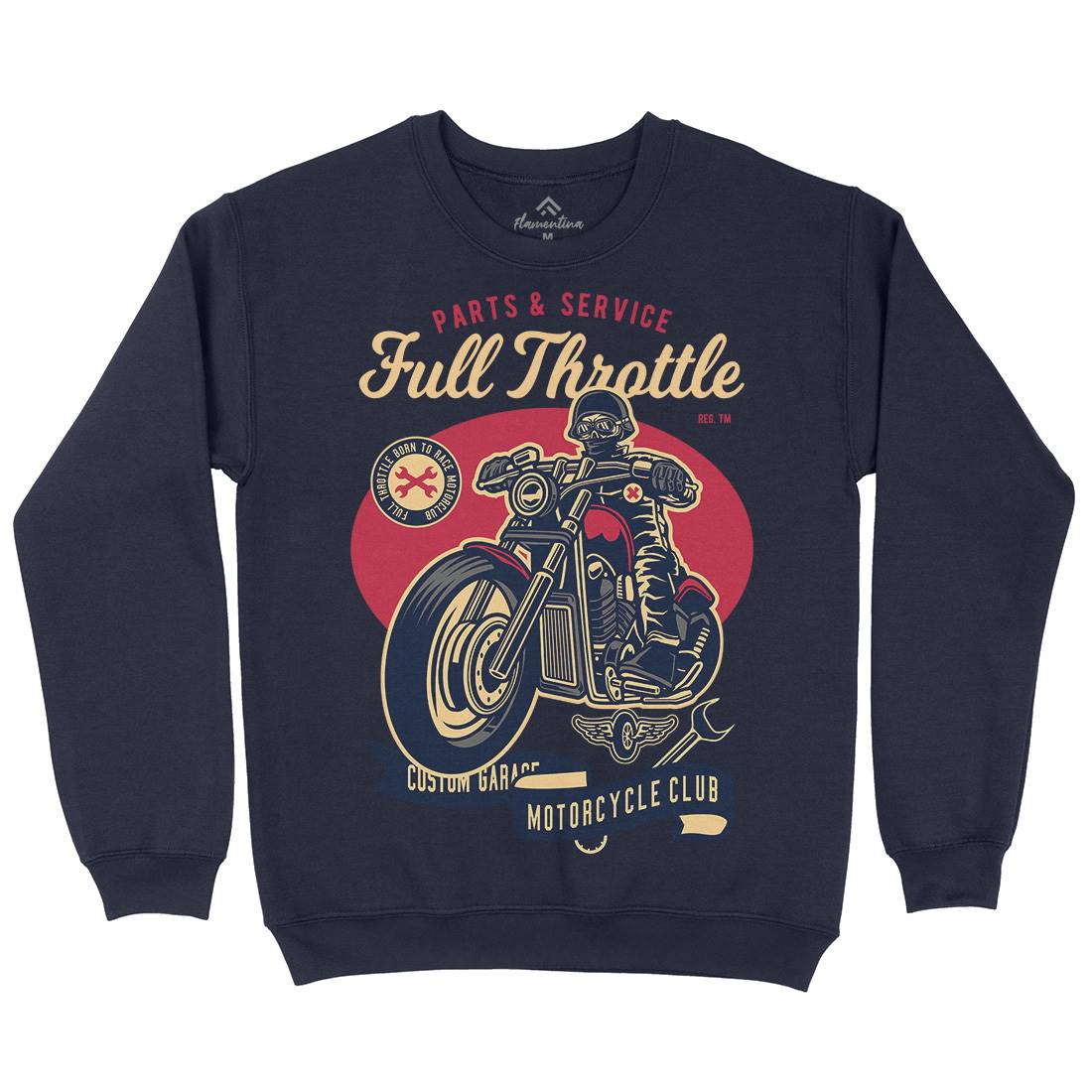 Full Throttle Mens Crew Neck Sweatshirt Motorcycles D537