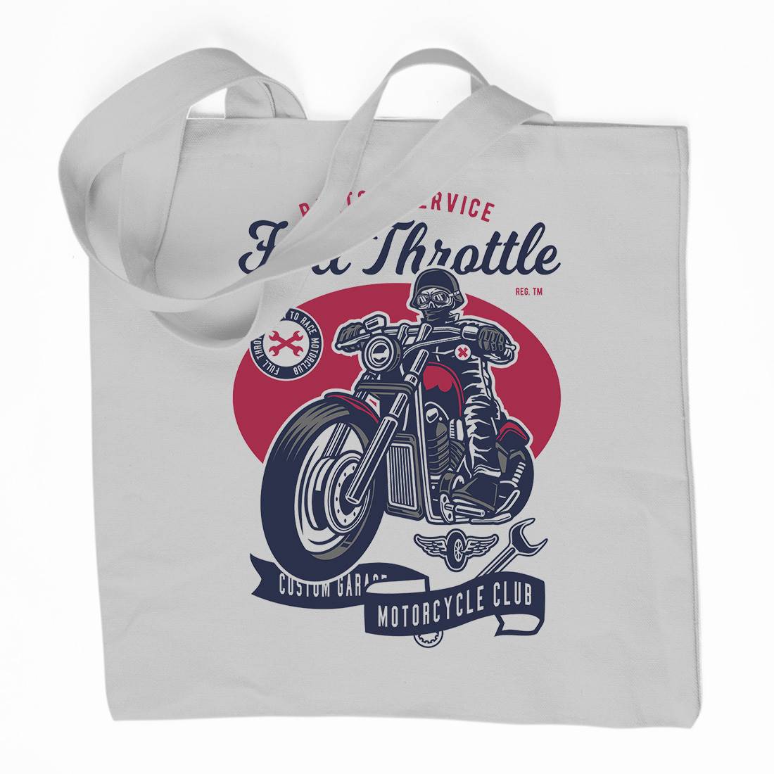 Full Throttle Organic Premium Cotton Tote Bag Motorcycles D537