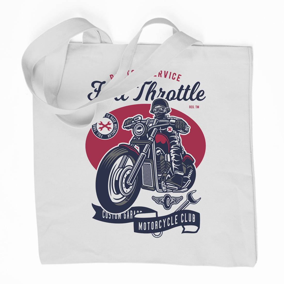 Full Throttle Organic Premium Cotton Tote Bag Motorcycles D537