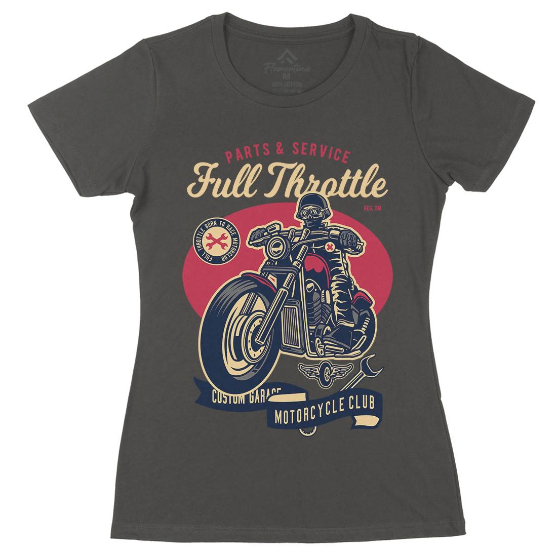 Full Throttle Womens Organic Crew Neck T-Shirt Motorcycles D537