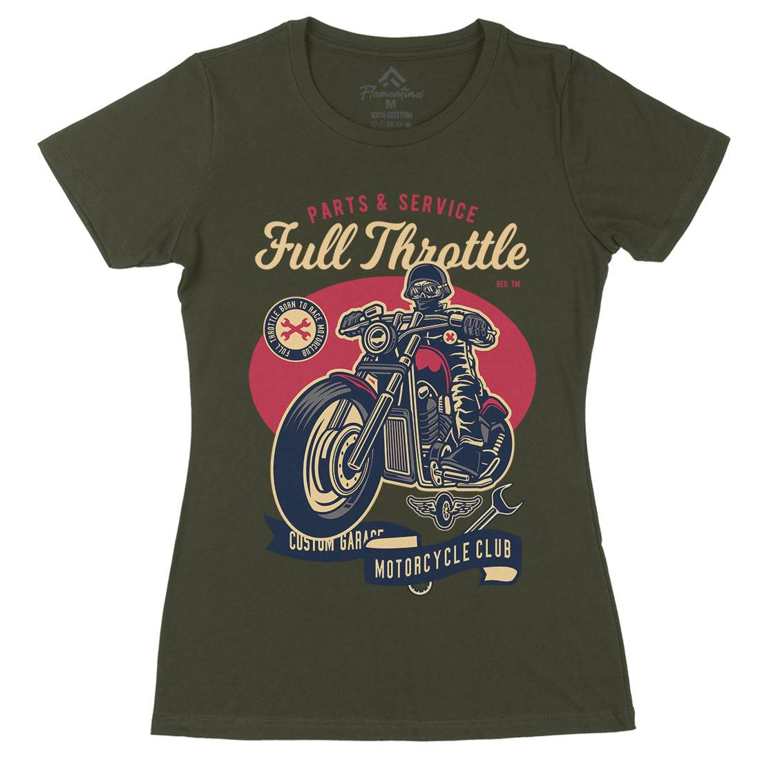 Full Throttle Womens Organic Crew Neck T-Shirt Motorcycles D537