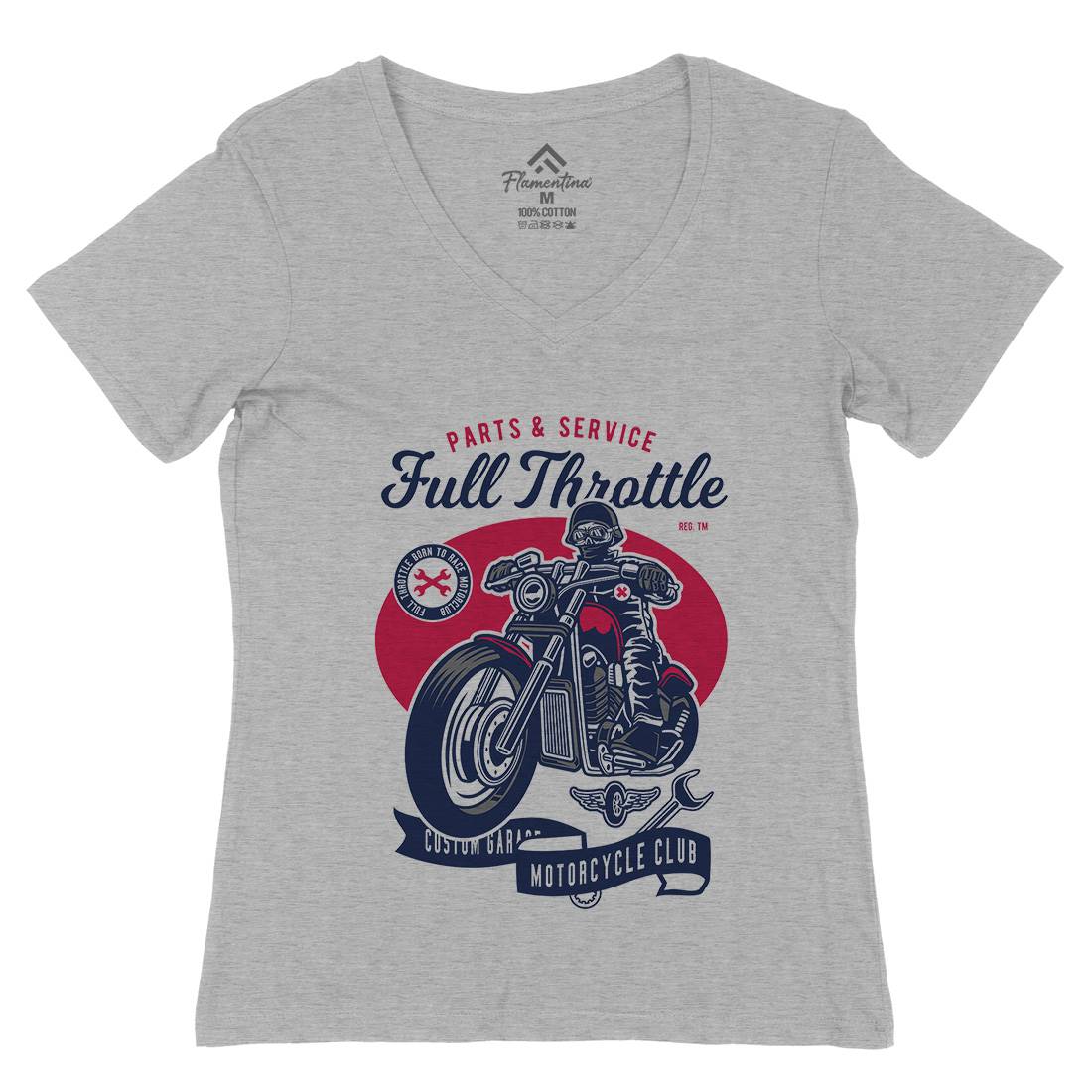 Full Throttle Womens Organic V-Neck T-Shirt Motorcycles D537
