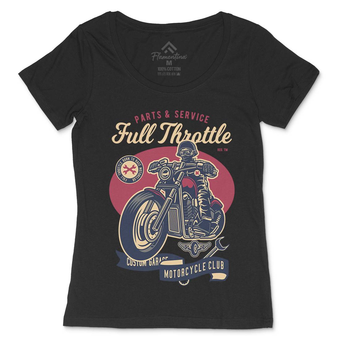 Full Throttle Womens Scoop Neck T-Shirt Motorcycles D537