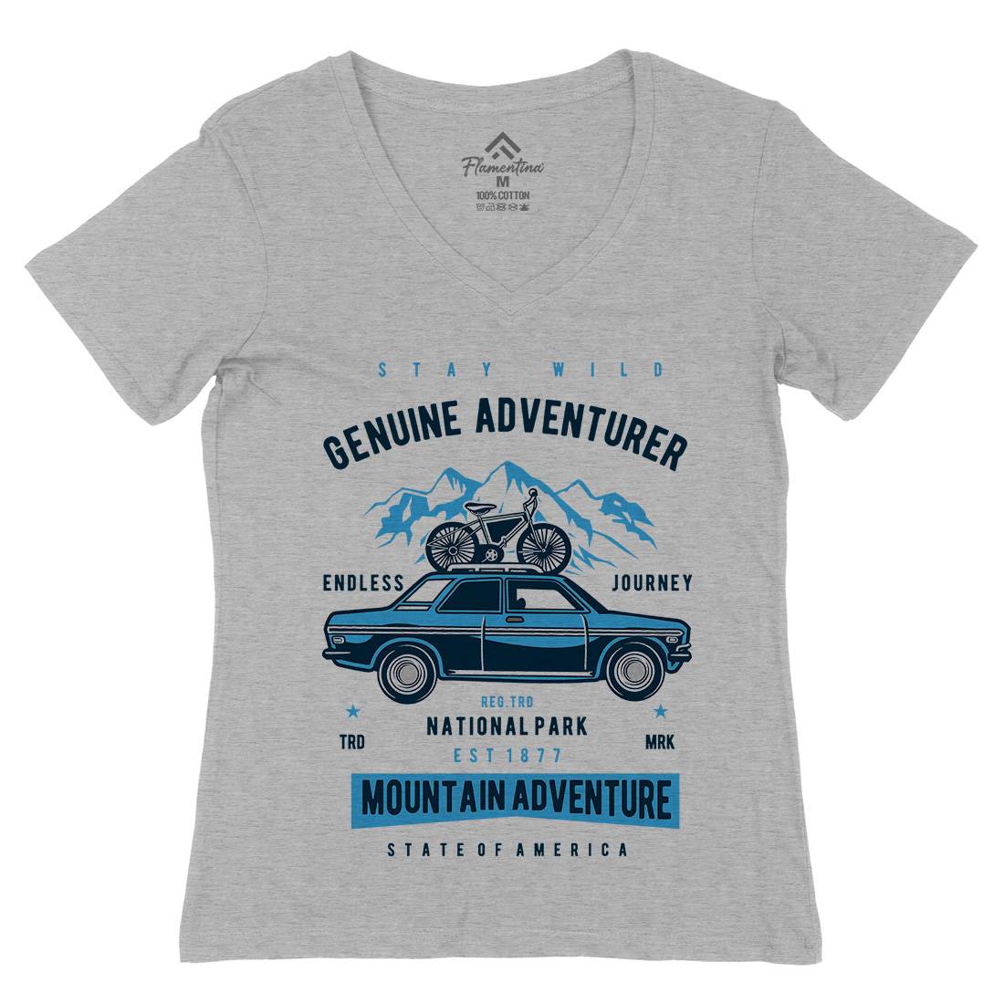 Genuine Adventurer Womens Organic V-Neck T-Shirt Nature D539