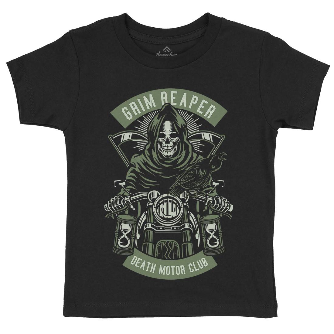 Grim Reaper Kids Organic Crew Neck T-Shirt Motorcycles D541