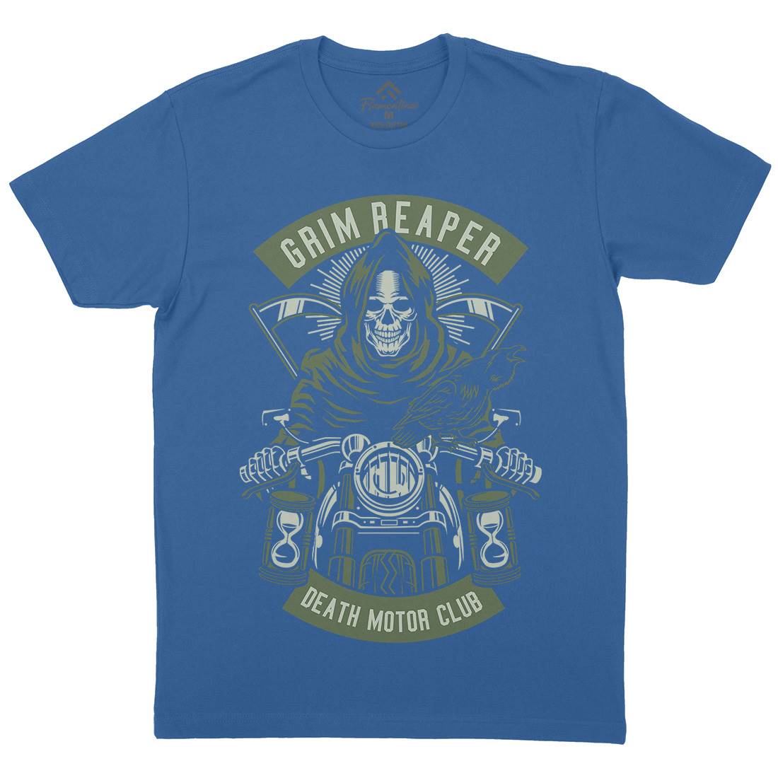 Grim Reaper Mens Organic Crew Neck T-Shirt Motorcycles D541