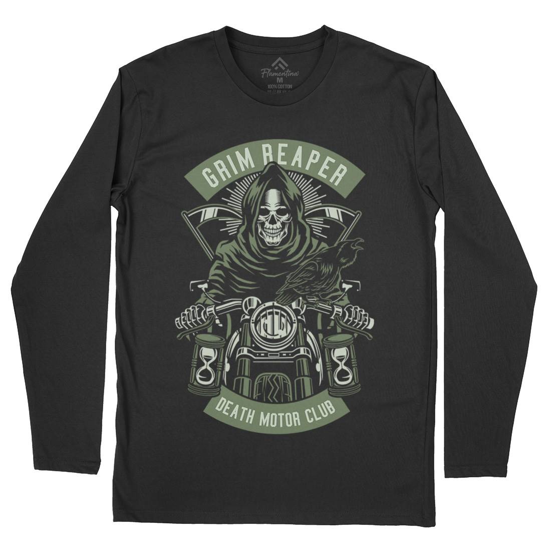 Grim Reaper Mens Long Sleeve T-Shirt Motorcycles D541