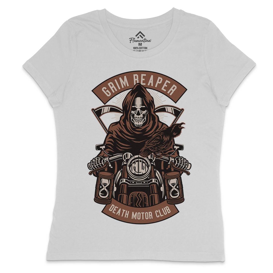 Grim Reaper Womens Crew Neck T-Shirt Motorcycles D541