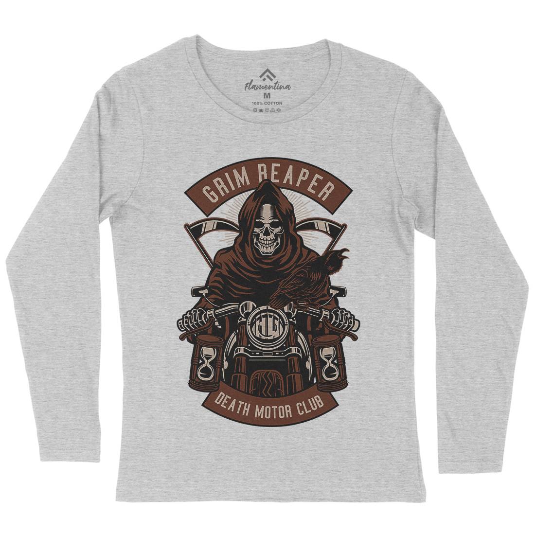 Grim Reaper Womens Long Sleeve T-Shirt Motorcycles D541
