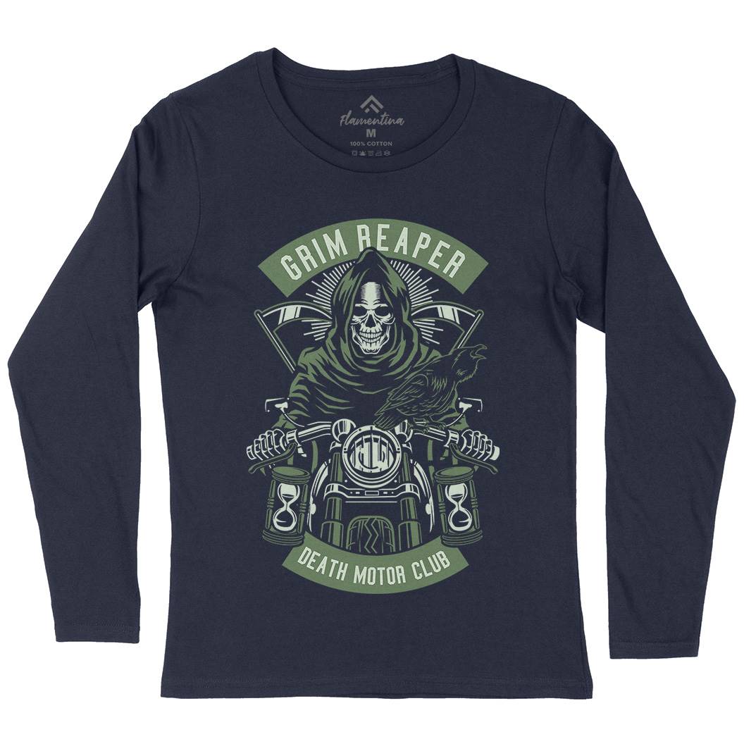 Grim Reaper Womens Long Sleeve T-Shirt Motorcycles D541