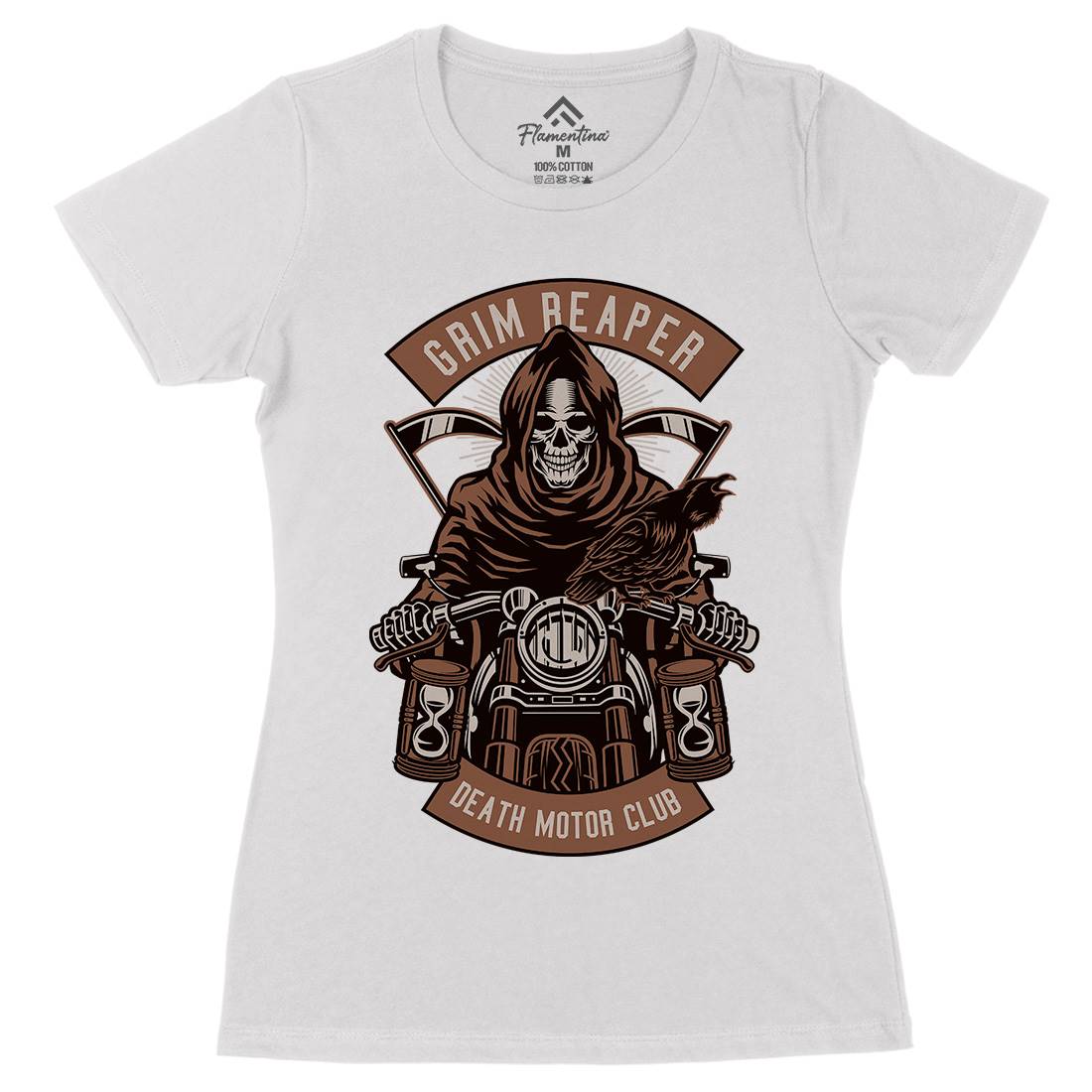 Grim Reaper Womens Organic Crew Neck T-Shirt Motorcycles D541