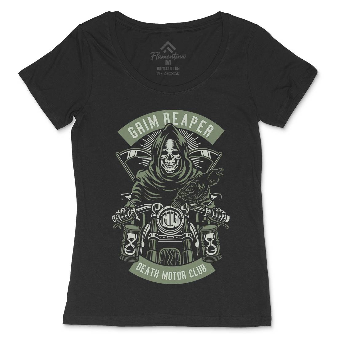 Grim Reaper Womens Scoop Neck T-Shirt Motorcycles D541