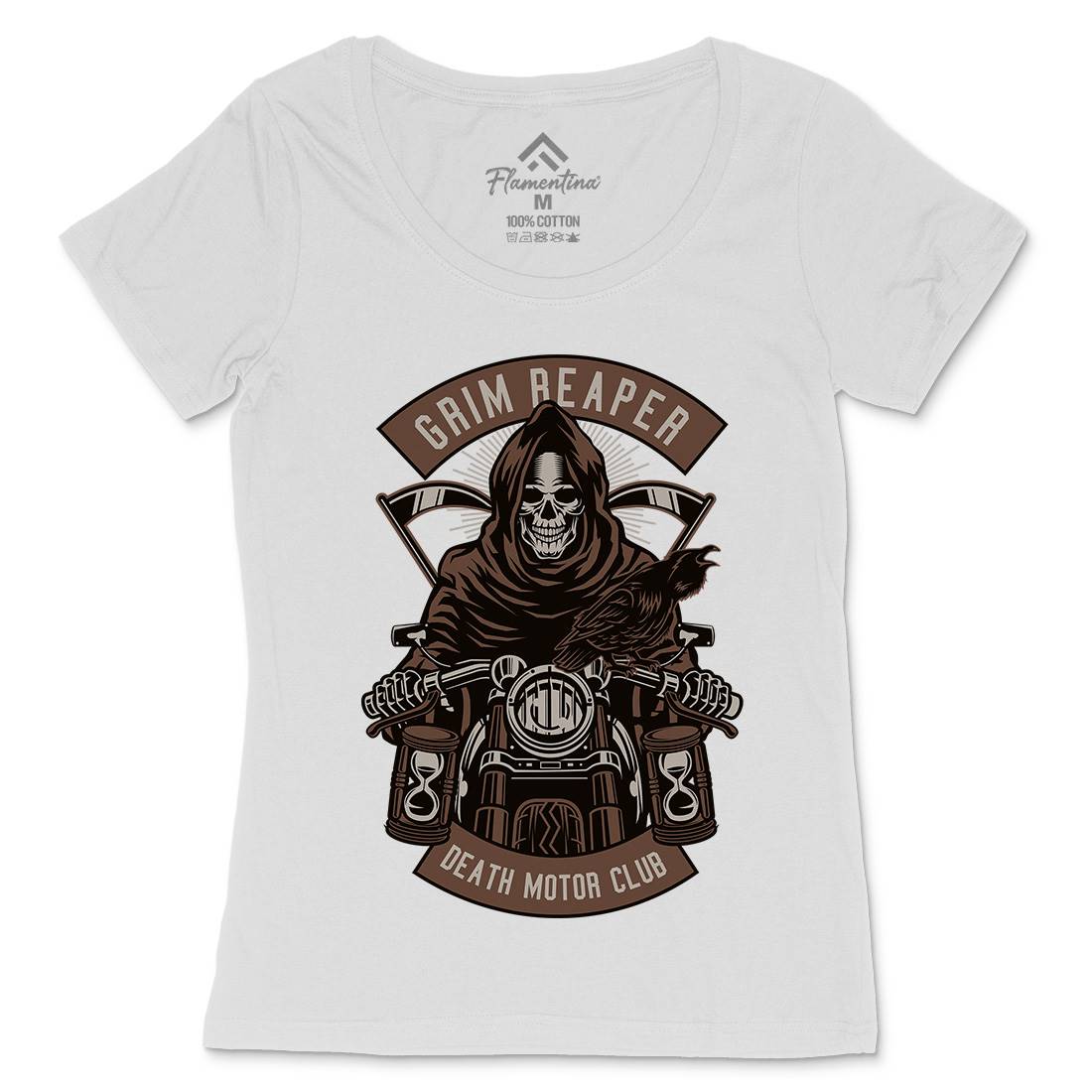 Grim Reaper Womens Scoop Neck T-Shirt Motorcycles D541