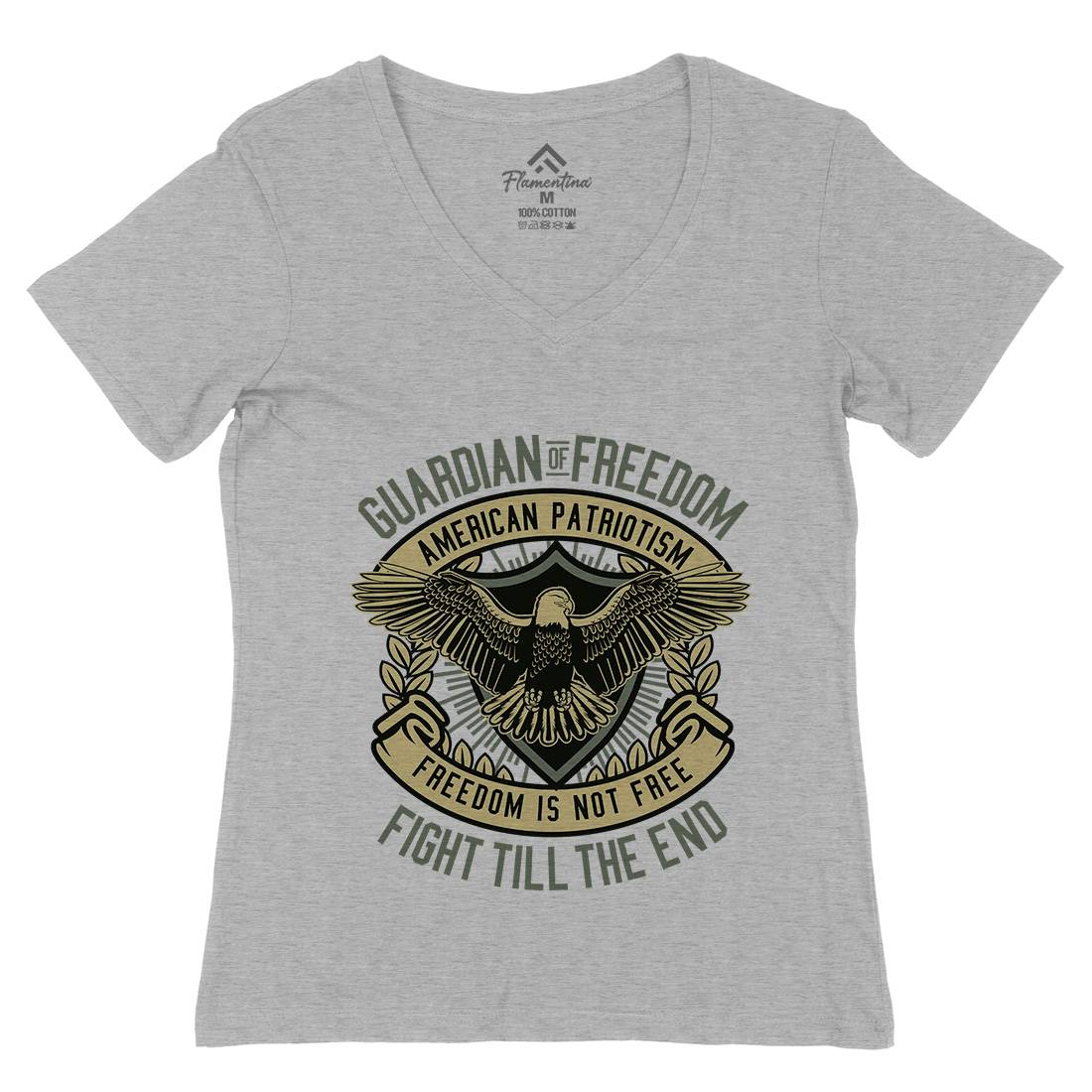 Guardian Of Freedom Womens Organic V-Neck T-Shirt American D542