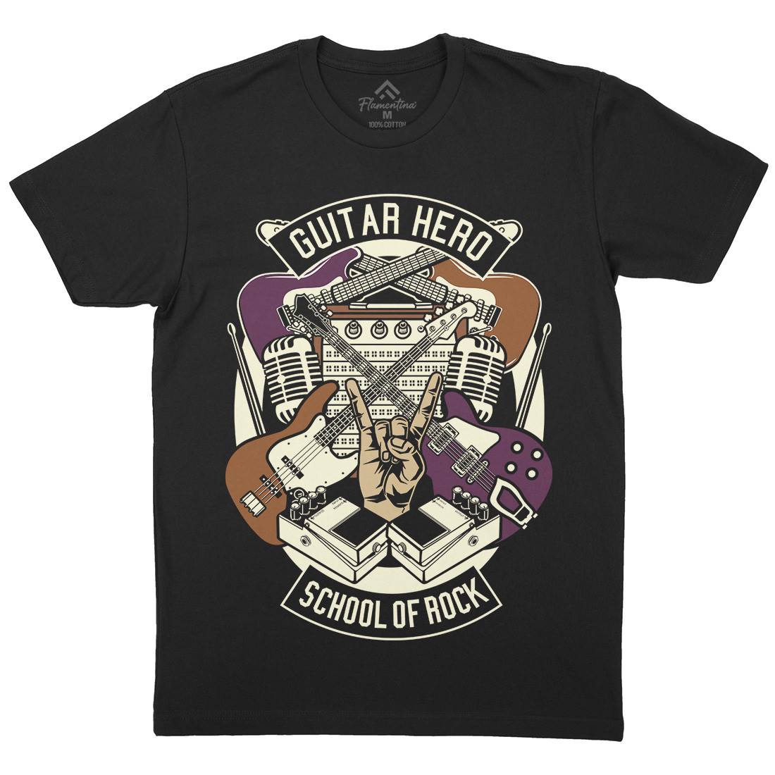 Guitar Hero Mens Crew Neck T-Shirt Music D543