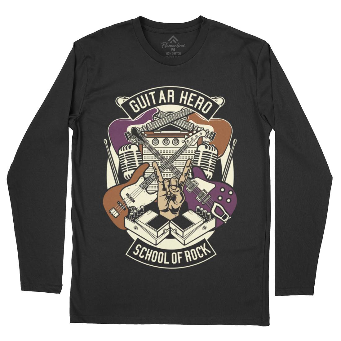 Guitar Hero Mens Long Sleeve T-Shirt Music D543