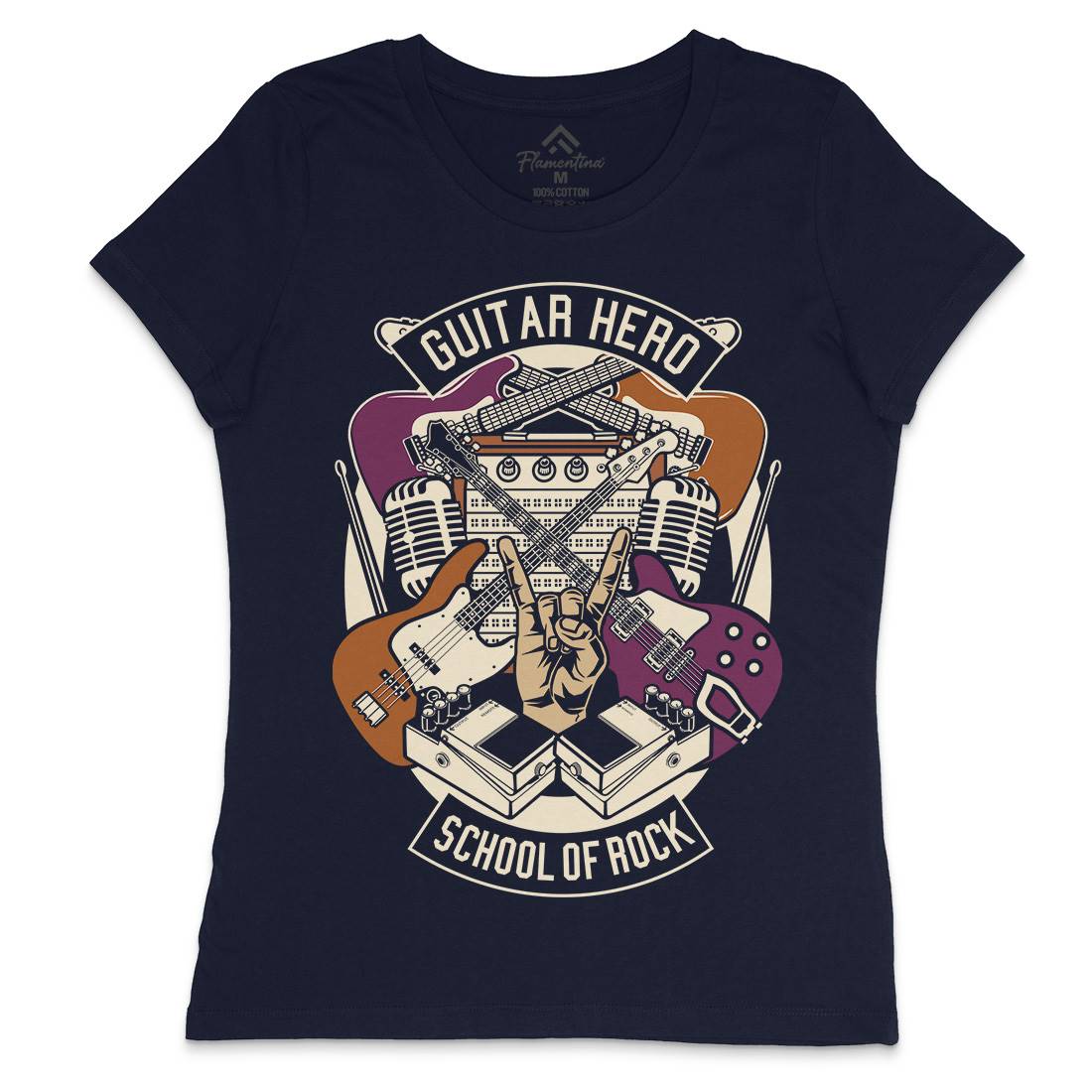 Guitar Hero Womens Crew Neck T-Shirt Music D543