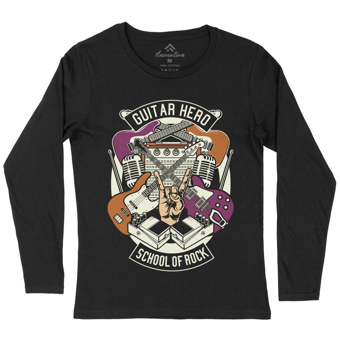 Guitar Hero Womens Long Sleeve T-Shirt Music D543